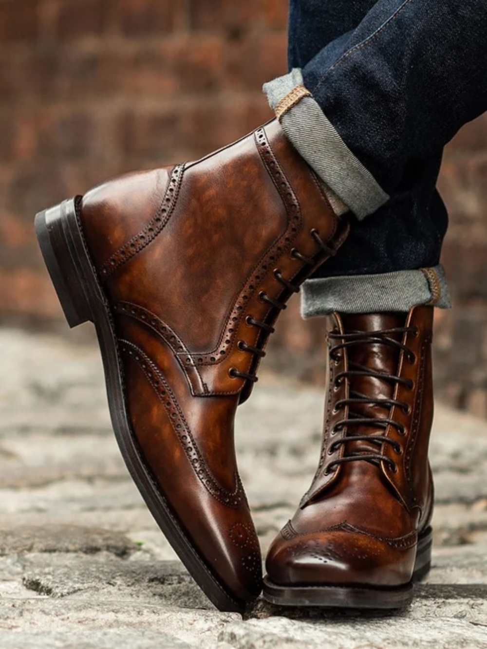 Thursday Boot co. Wingtip brown leather ankle lace-up dress boots men size 7